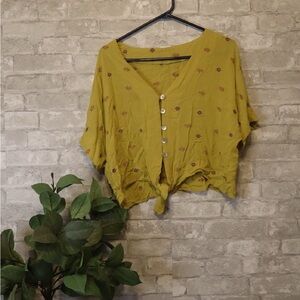 Yellow Button-Down Women Top